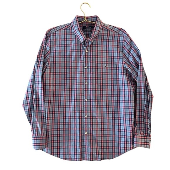 Vineyard Vines Slim Fit Tucker Shirt Men's XL Blue and Pink Plaid - Picture 1 of 4